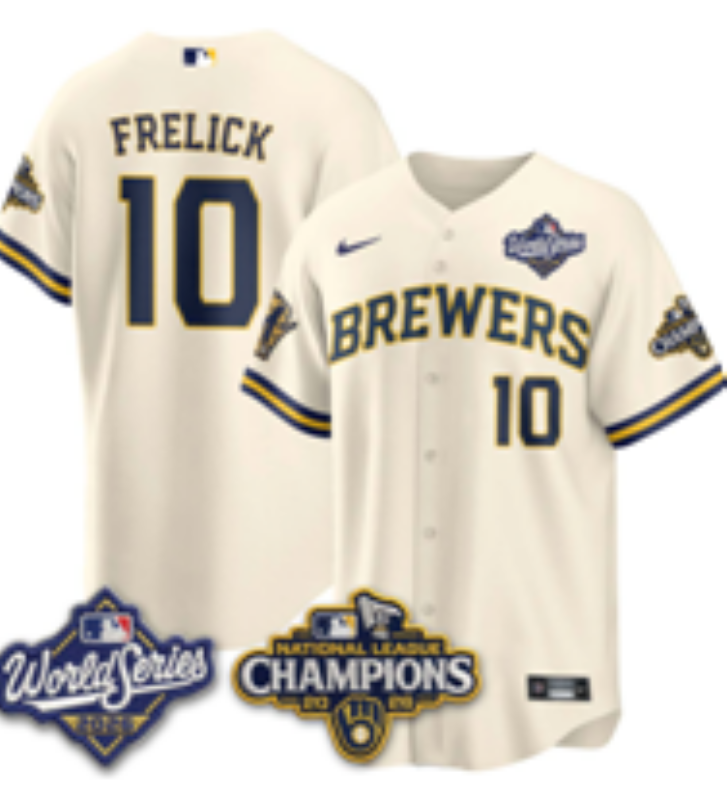 Youth Milwaukee Brewers #10 Frelick cream Nike 2026 World Series jersey 10210->youth mlb jersey->Youth Jersey